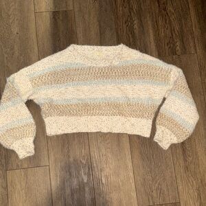 Debut Women's Striped Sweater in Cream and Tan